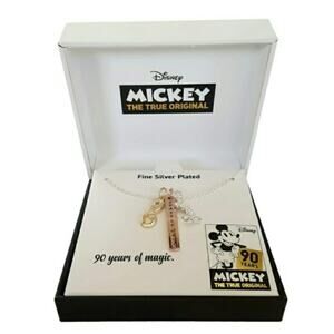 Disney Mickey Mouse Hidden Mickey Silver Plated Necklace 90 Years of Magic NWT
